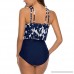 Yucode Swimsuits Laides Two Piece Plus Size Bikini Sexy Backless Halter Printed Swimwear Set Flower Tankini Navy B07Q44QZM5